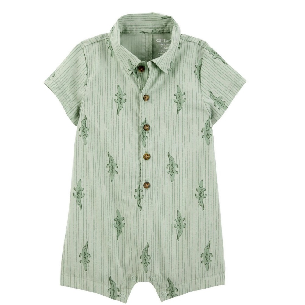 NWT Newborn Carter's Child of Mine Infant Boy 1pc Romper-Green Lizard